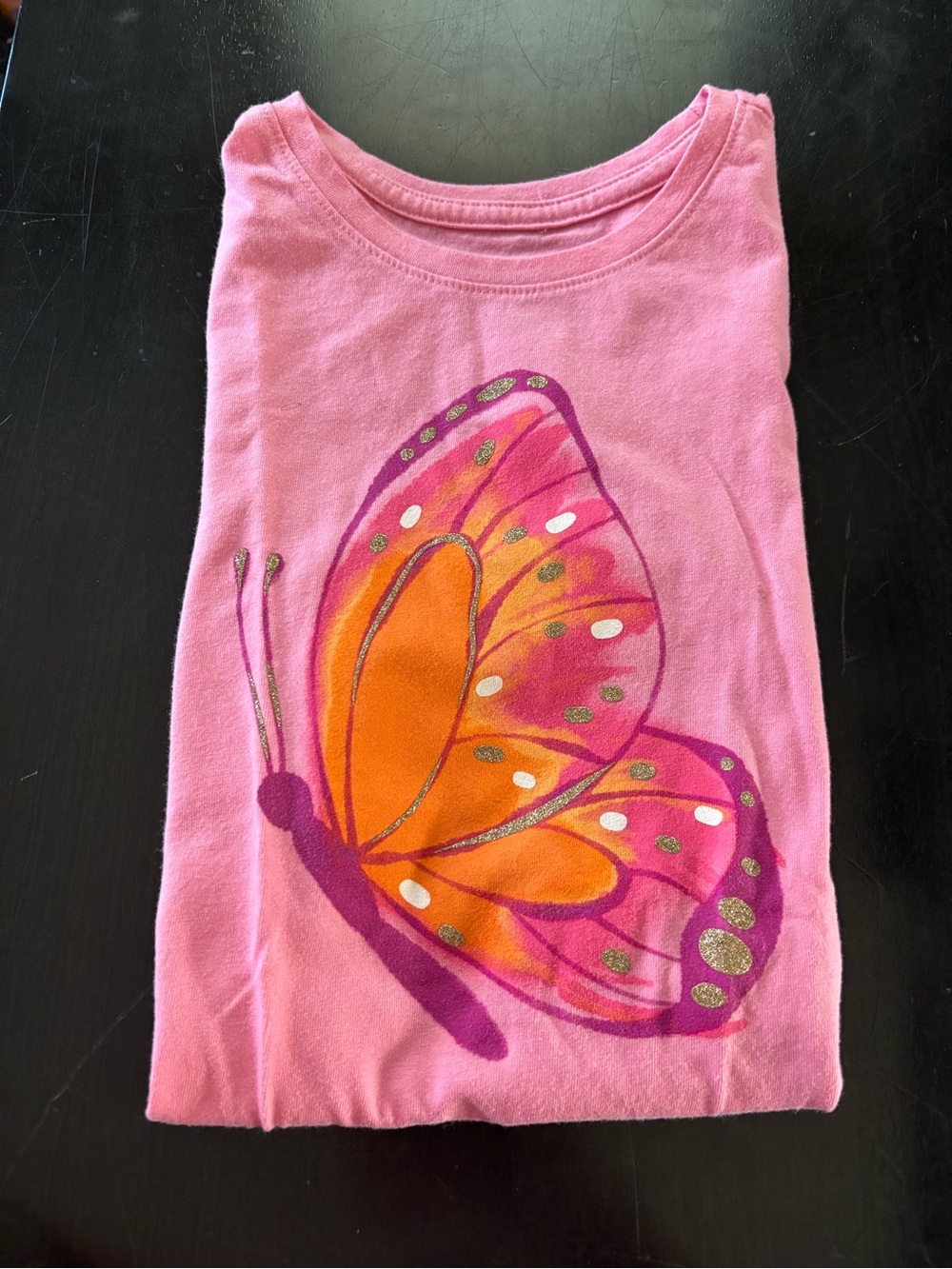 Cat & Jack Pink Tee with Orange & Purple Butterfly